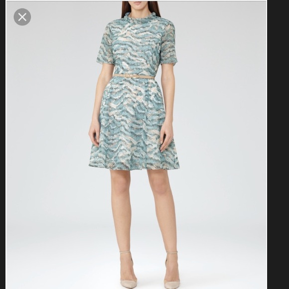 Reiss Blue and Cream Mini Dress - Picture 1 of 5